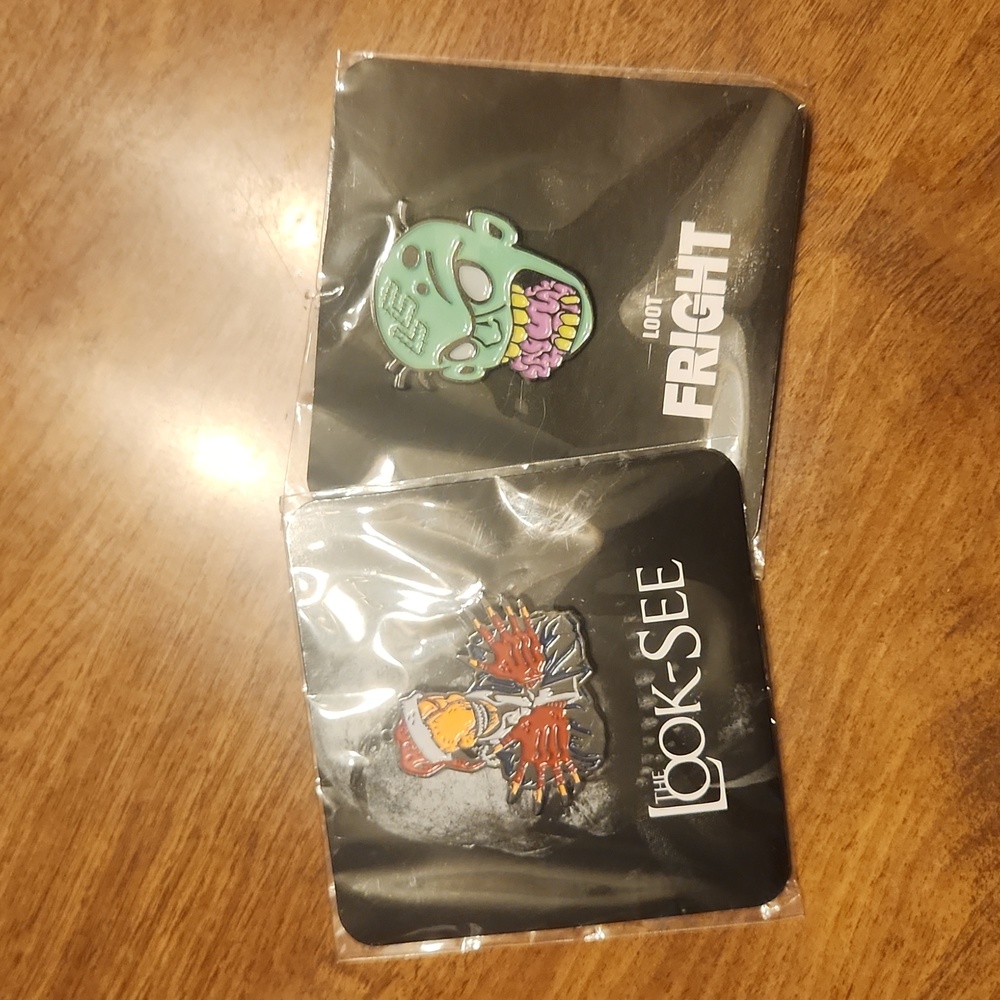 Fright Crate enamel pins